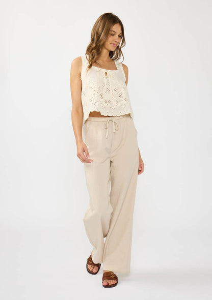 Eyelet Trim Crop Tank