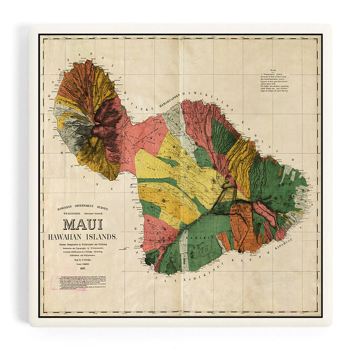 Ceramic Coaster Maui, Hawaii, (1885), Panoramic Map