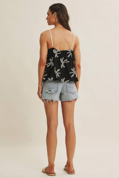 Palm Tree Embroidered Blouse