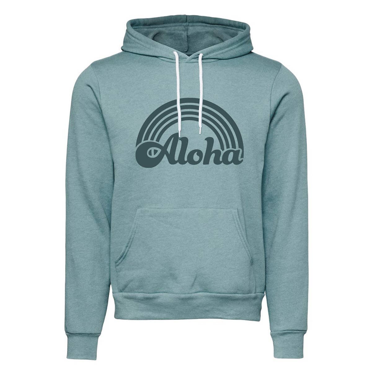 Aloha Retro Rainbow Hoodie in Blue Lagoon