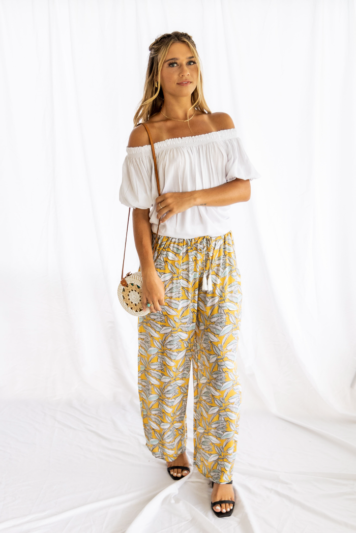 Plumeria Palazzo Pants