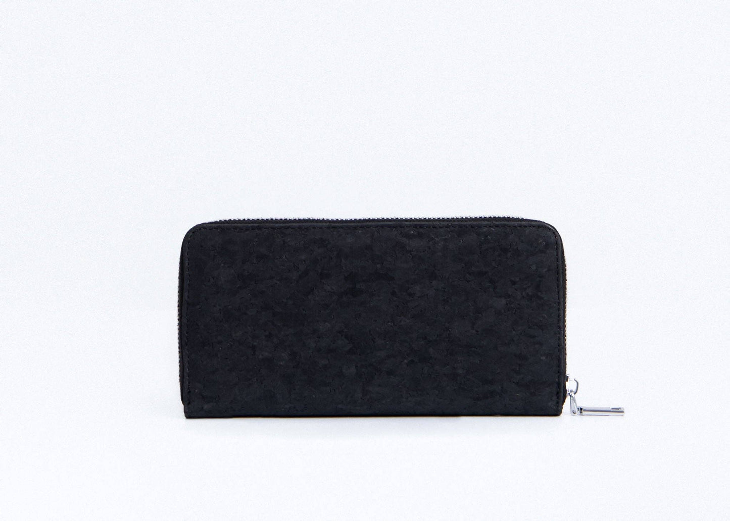 Cork Large Zipper Wallet - Black