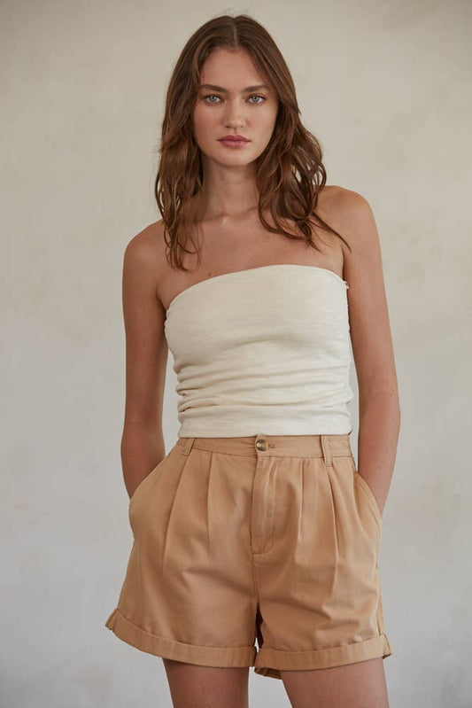 Side Ruched Strapless Tube Top