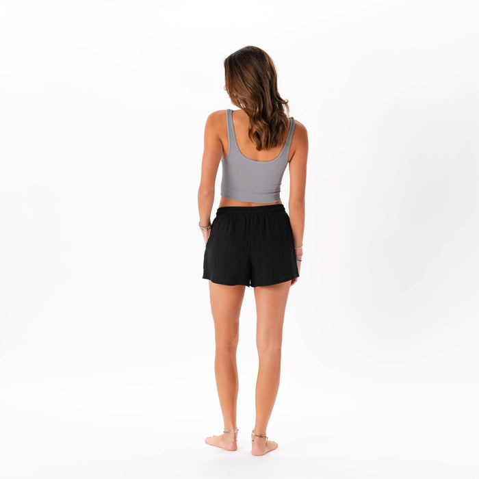 Black Cotton Cabana Shorts