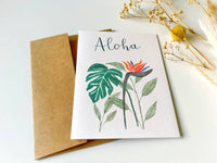 Tropical Aloha Watercolor Greeting Card