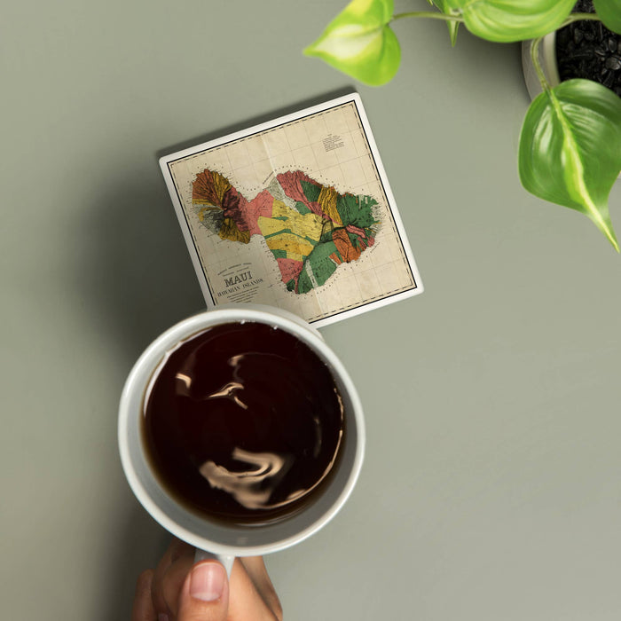 Ceramic Coaster Maui, Hawaii, (1885), Panoramic Map