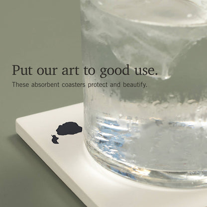 Ceramic Coaster O'ahu, Hawaii, Home State, Gray on White