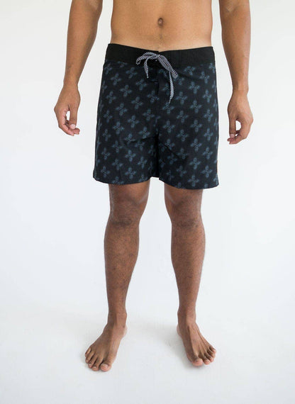 Men's Townshort Boardshorts in Black Breadfruit Bandana